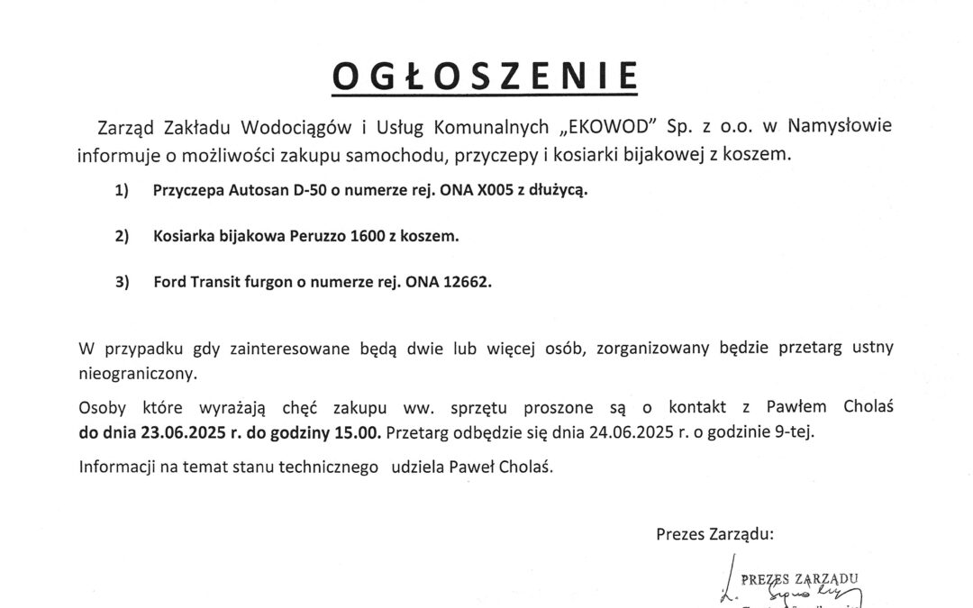 OGŁOSZENIE