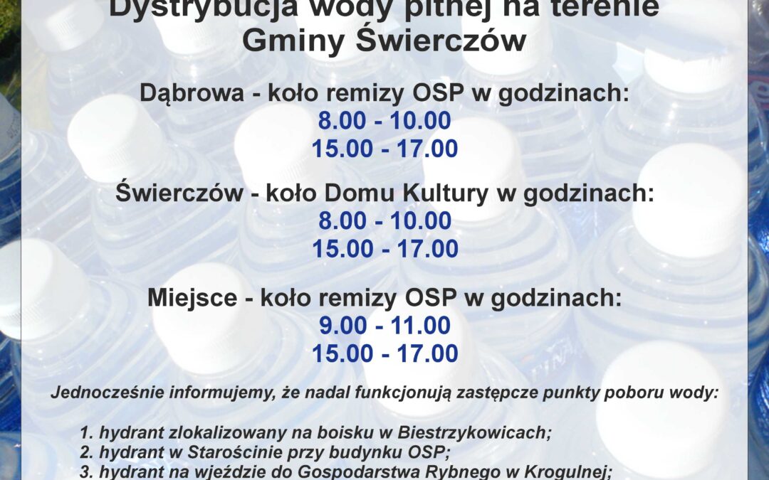 DYSTRYBUCJA WODY NA TERENIE GMINY ŚWIERCZÓW