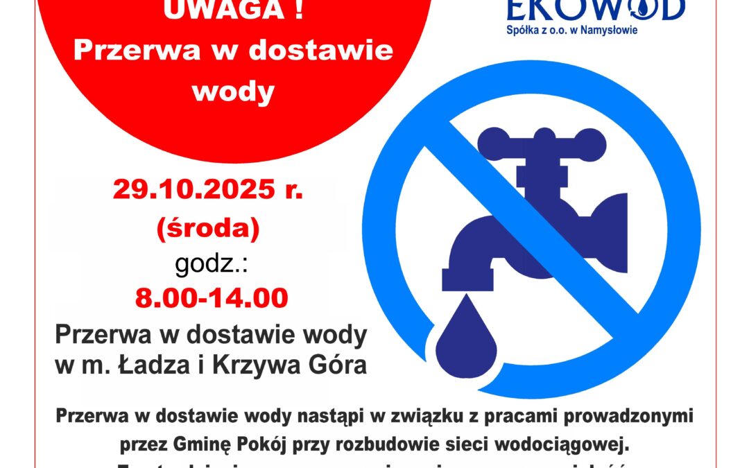 PRZERWA W DOSTAWIE WODY