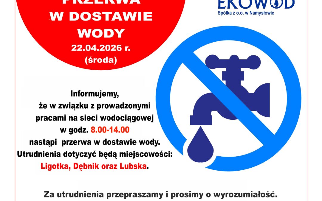 PRZERWA W DOSTAWIE WODY