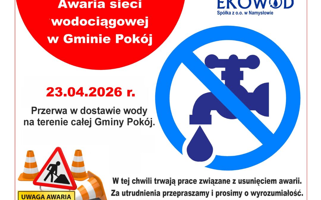 Awaria sieci wodociągowej w Gminie Pokój