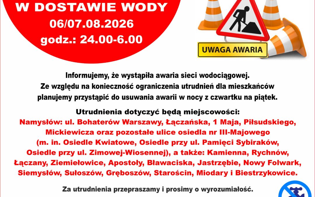 Awaria sieci wodociągowej